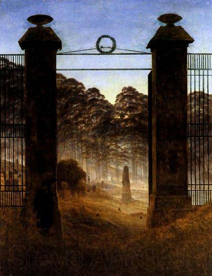 Caspar David Friedrich The Cemetery Entrance Norge oil painting art